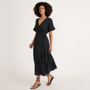 NWT Marine Layer Black Valencia Midi Wrap Dress